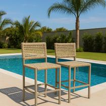 Kit 2 Banqueta De Aluminio Em Corda Naútica Rami Area Externa Sol Chuva Resistente Hotel Resorts Chalés Kit 2 Banqueta De Aluminio Em Corda Naútica Rami Area Externa Sol Chuva Resistente Hotel Resorts Chalés