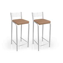 Kit 2 Banqueta de Cozinha Gênova B705CR Un Cromada/Capuccino - Kappesberg