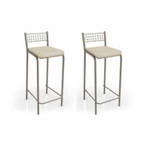 Kit 2 Banqueta de Cozinha Gênova B705NK Un Níquel/Nude - Kappesberg