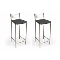 Kit 2 Banqueta de Cozinha Gênova B705NK Un Níquel/Preto - Kappesberg