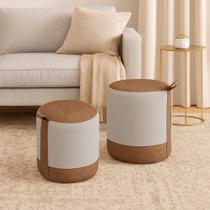 Kit 2 Banqueta Decorativa Redonda Puff Boston Bouclê Facto