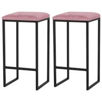 Kit 2 Banqueta Donna Preta Sued Rose - Straso Móveis