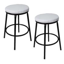 Kit 2 Banqueta Fany Baixa sem Encosto Alt 50 cm Estrutura Preto