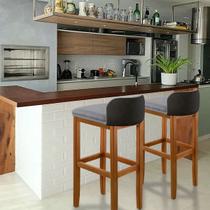 Kit 2 Banqueta Gourmet Onix Ilha Alta 96cm Encosto Composê Preto Banco Bar