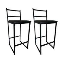 Kit 2 Banqueta Industrial área externa balcão cozinha Alta Lisboa Assento Preto