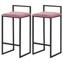 Kit 2 Banqueta Lavinia preta Sued Rose- Straso Móveis