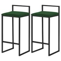Kit 2 Banqueta Lavinia preta Veludo Verde- Straso Móveis Kit 2 Banqueta Lavinia preta Veludo Verde- Straso Móveis