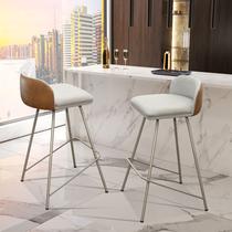 Kit 2 Banqueta Luxo Alta Nobre - Estrutura em Aço na Cor Champanhe - Estofado em Linho Com Composê no material sintético - Morrom