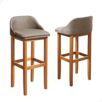 Kit 2 Banqueta Madeira Estofada Tecido Linho Balcão Cozinha Bancada Kit 2 Banqueta Madeira Estofada Tecido Linho Balcão Cozinha Bancada