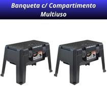 Kit 2 Banqueta Mala Maleta c/ Compartimentos e Travas Aço Multiuso Manicure