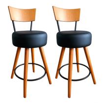 Kit 2 Banqueta Média Cozinha Estofada Preta Com Encosto Madeira Urban Kit 2 Banqueta Média Cozinha Estofada Preta Com Encosto Madeira Urban