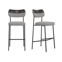 Kit 2 Banqueta Média Maia Bar Cozinha Espaço Gourmet Preto/Cinza