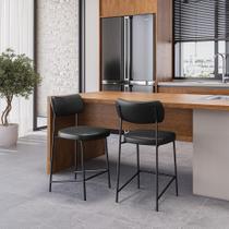 Kit 2 Banqueta Média Maia Bar Cozinha Espaço Gourmet Preto