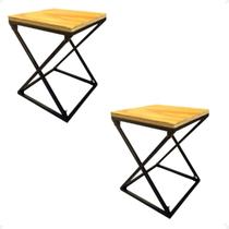 Kit 2 Banqueta Moderna Em Ferro/Madeira 45X35Cm Desmontável Kit 2 Banqueta Moderna Em Ferro/Madeira 45X35Cm Desmontável