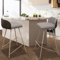 Kit 2 Banqueta Nobre Alta Para Balcão e Bar com Tecido Linho e material sintético