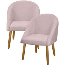 Kit 2 Banqueta Poltrona Lua Bouclê Sala Penteadeira Ou Salão