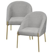 Kit 2 Banqueta Poltrona Lua Pé Metal Bouclê Ideal Para Sala Penteadeira Ou Salão