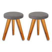 Kit 2 Banqueta Puff Jb Redondo Luxo Sala Pés Madeira Maciça