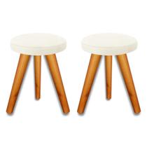 Kit 2 Banqueta Puff Jb Redondo Luxo Sala Pés Madeira Maciça
