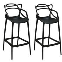 Kit 2 Banquetas Allegra com Encosto Design Cozinha/Bancada - Preto Kit 2 Banquetas Allegra com Encosto Design Cozinha/Bancada - Preto