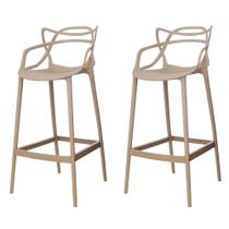 Kit 2 Banquetas Allegra Nude Polipropileno Cozinha Bistrô