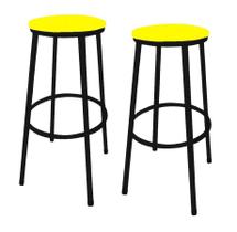 Kit 2 Banquetas Alta Banco Bar Balcão Bistrô Sem Encosto Preta