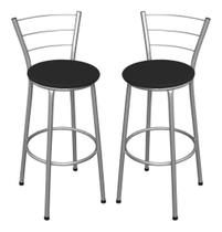 Kit 2 Banquetas Alta Banco Com Encosto Para Bancada Cozinha Bar Balcão Bistro Area Gourmet Varias Cores - SHOPELETROLU