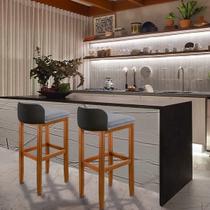 Kit 2 Banquetas Alta Banco Estofado Luxo com detalhe preto Bancada Cozinha Área Gourmet Ônix