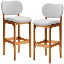 Kit 2 Banquetas Alta Betta Imbuia Linho Cinza Kit 2 Banquetas Alta Betta Imbuia Linho Cinza