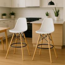 Kit 2 Banquetas Alta Charles Eames Eiffel Branca Kit 2 Banquetas Alta Charles Eames Eiffel Branca