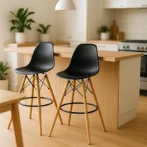 Kit 2 Banquetas Alta Charles Eames Eiffel Preta Kit 2 Banquetas Alta Charles Eames Eiffel Preta