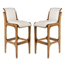 Kit 2 Banquetas Alta com Encosto 37 x 101 Cm Barcelona Madeira Imbuia Linho Bege Cru L71 - RMI Kit 2 Banquetas Alta com Encosto 37 x 101 Cm Barcelona Madeira Imbuia Linho Bege Cru L71 - RMI