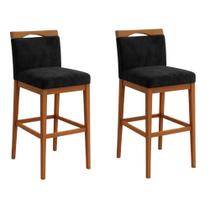 Kit 2 Banquetas Alta Cozinha Gourmet Estofada Suede Cor:Suede Bege
