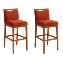 Kit 2 Banquetas Alta Cozinha Gourmet Estofada Suede Cor:Suede Bege