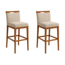 Kit 2 Banquetas Alta Cozinha Gourmet Estofada Suede