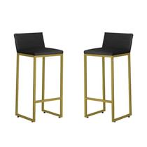 Kit 2 Banquetas Alta Dani Reforçada Decorativa Balcão Bancada Cozinha Bar Área Gourmet Base Dourada material sintético