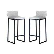 Kit 2 Banquetas Alta Dani Reforçada Decorativa Balcão Bancada Cozinha Bar Área Gourmet Base Preta material sintético