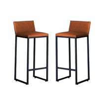 Kit 2 Banquetas Alta Dani Reforçada Decorativa Balcão Bancada Cozinha Bar Base Preta material sintético