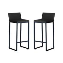 Kit 2 Banquetas Alta Dani Reforçada Decorativa Balcão Bancada Cozinha Bar Base Preta material sintético
