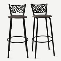Kit 2 Banquetas Alta Eclipse Preta Cadeira Para Balcão Ilha Bar Bancada Cozinha Gourmet Área De Lazer Itagold