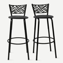Kit 2 Banquetas Alta Eclipse Preta Cadeira Para Balcão Ilha Bar Bancada Cozinha Gourmet Área De Lazer Itagold