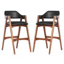 Kit 2 Banquetas Alta em Madeira Lina Estofada material sintético Preto CCS