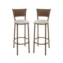 KIT 2 Banquetas Alta Encapada Junco ARGILA Area de Lazer Cozinha Balcão