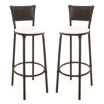 KIT 2 Banquetas Alta Encapada Junco CAFÉ Area de Lazer Cozinha Bancada Balcão