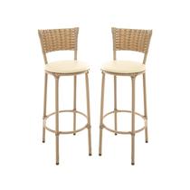 KIT 2 Banquetas Alta Encapada Junco CAPPUCCINO Area de Lazer Cozinha Balcão