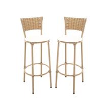 KIT 2 Banquetas Alta Encapada Junco CAPPUCCINO Area de Lazer Cozinha Balcão
