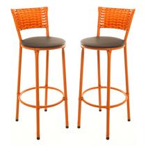 KIT 2 Banquetas Alta Encapada Junco IMBUIA Area de Lazer Cozinha Balcão KIT 2 Banquetas Alta Encapada Junco IMBUIA Area de Lazer Cozinha Balcão