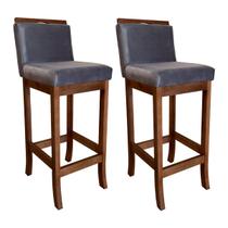 Kit 2 Banquetas Alta Encosto Estofado 38x102 Cm Turim Madeira Maciça Castanho Suede CCS Kit 2 Banquetas Alta Encosto Estofado 38x102 Cm Turim Madeira Maciça Castanho Suede CCS
