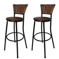 Kit 2 Banquetas Alta Encosto Junco Capuccino Assento Marrom Kit 2 Banquetas Alta Encosto Junco Capuccino Assento Marrom
