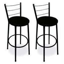 Kit 2 Banquetas Alta Epoxi Preto Assento Preto Kit 2 Banquetas Alta Epoxi Preto Assento Preto